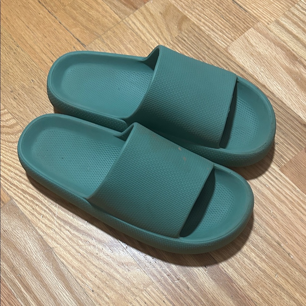 Green Slide Sandals